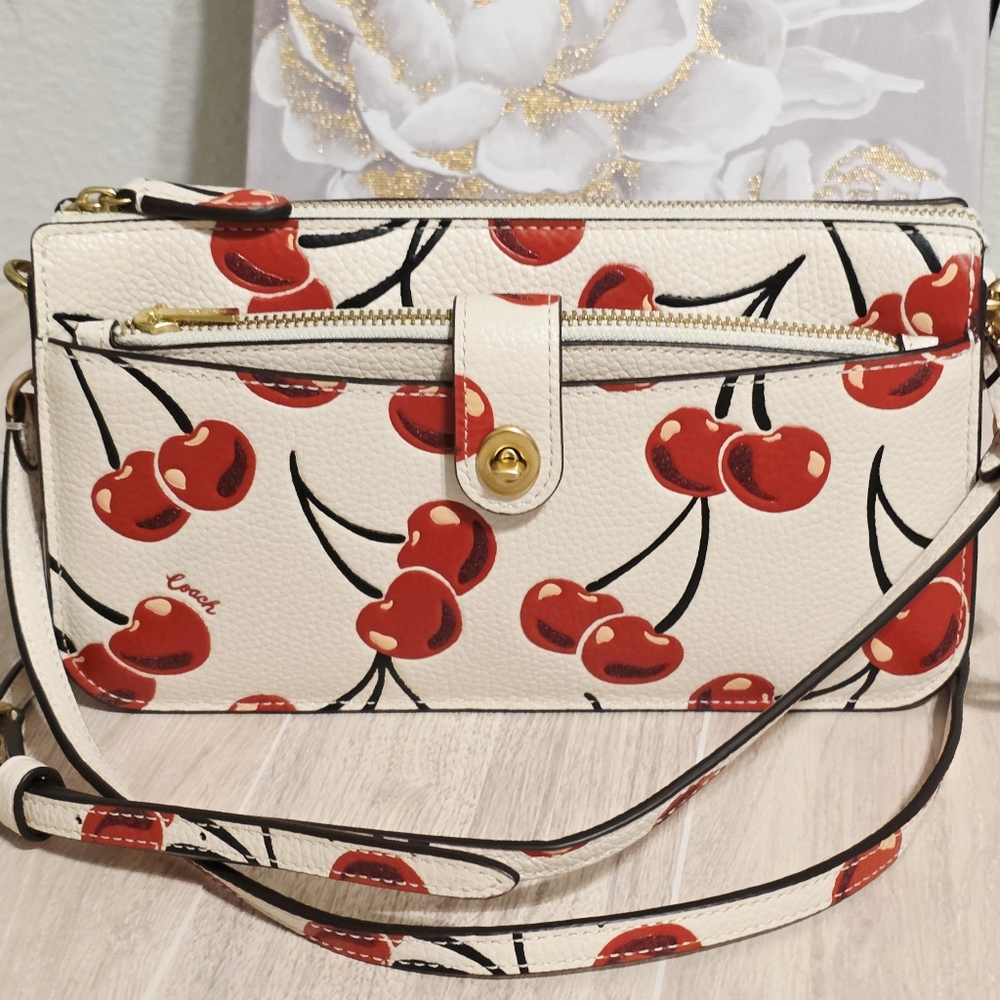 Coach Noa Pop Up Messenger Crossbody Bag With Cherry Print CA799 - Picture 12 of 16